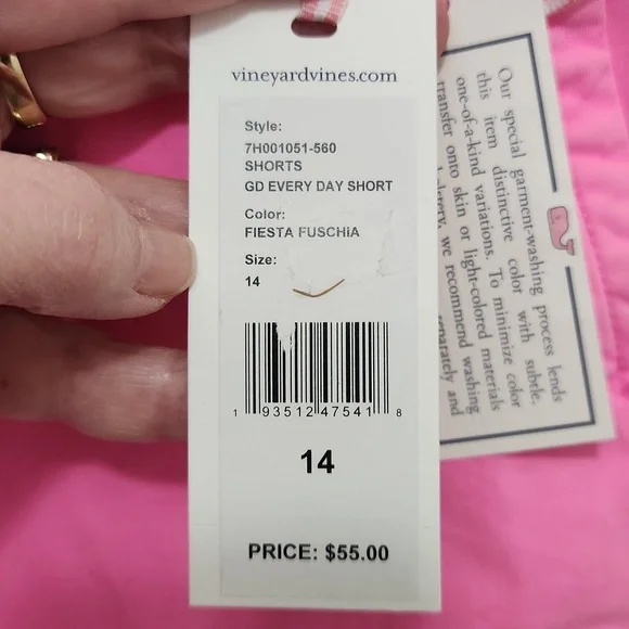 NWT Vineyard Vines Girls Pink Shorts Size 14 (Youth Girls) - Picture 5 of 9